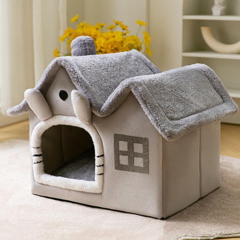 Dog House Bed and Cave with Removable Cushion and Fleece-Trimmed Doorway X Large - Image 3