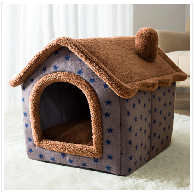 Dog House Bed and Cave with Removable Cushion and Fleece-Trimmed Doorway X Large - Image 5