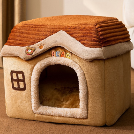 Dog House Bed and Cave with Removable Cushion and Fleece-Trimmed Doorway X Large - Image 6