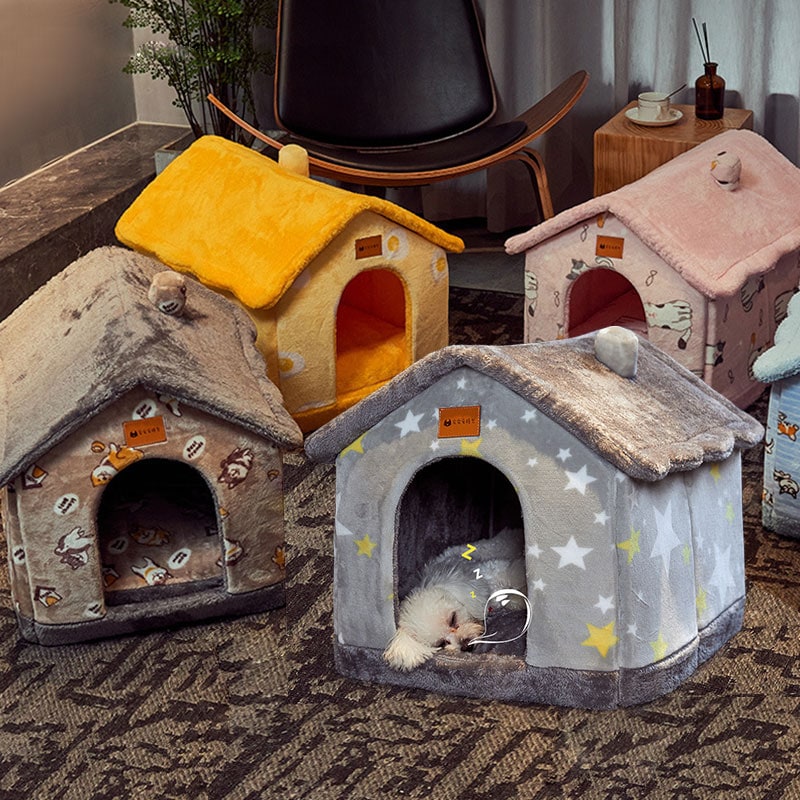 Dog House Bed and Cave with Removable Cushion and Fleece-Trimmed Doorway X Large - Image 9