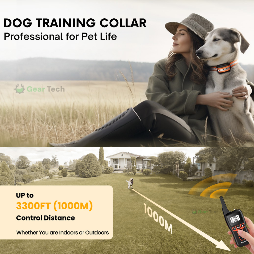 Dog Training Collar with Remote Control Waterproof Receiver and Name Tag Shock - Image 4