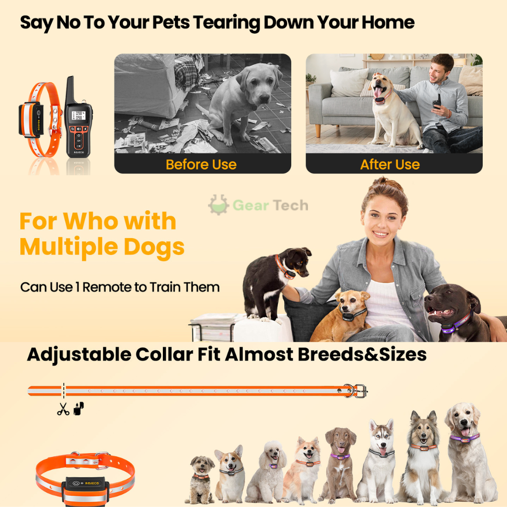 Dog Training Collar with Remote Control Waterproof Receiver and Name Tag Shock - Image 6