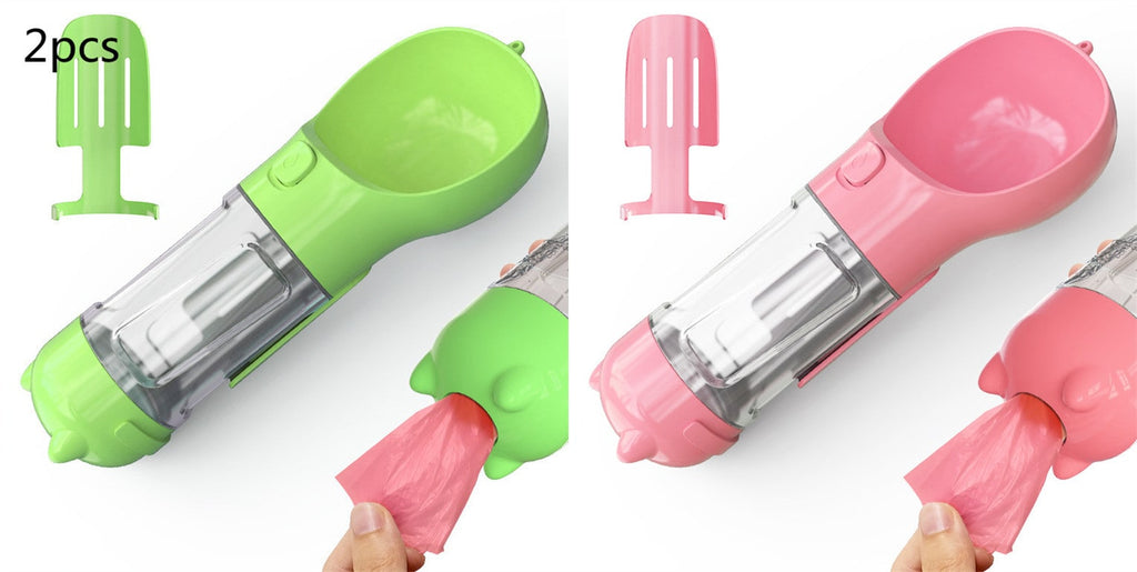 Dog Water Bottle and Dispenser with Portable Bowl and Waste Bag Storage for Travel - Image 1