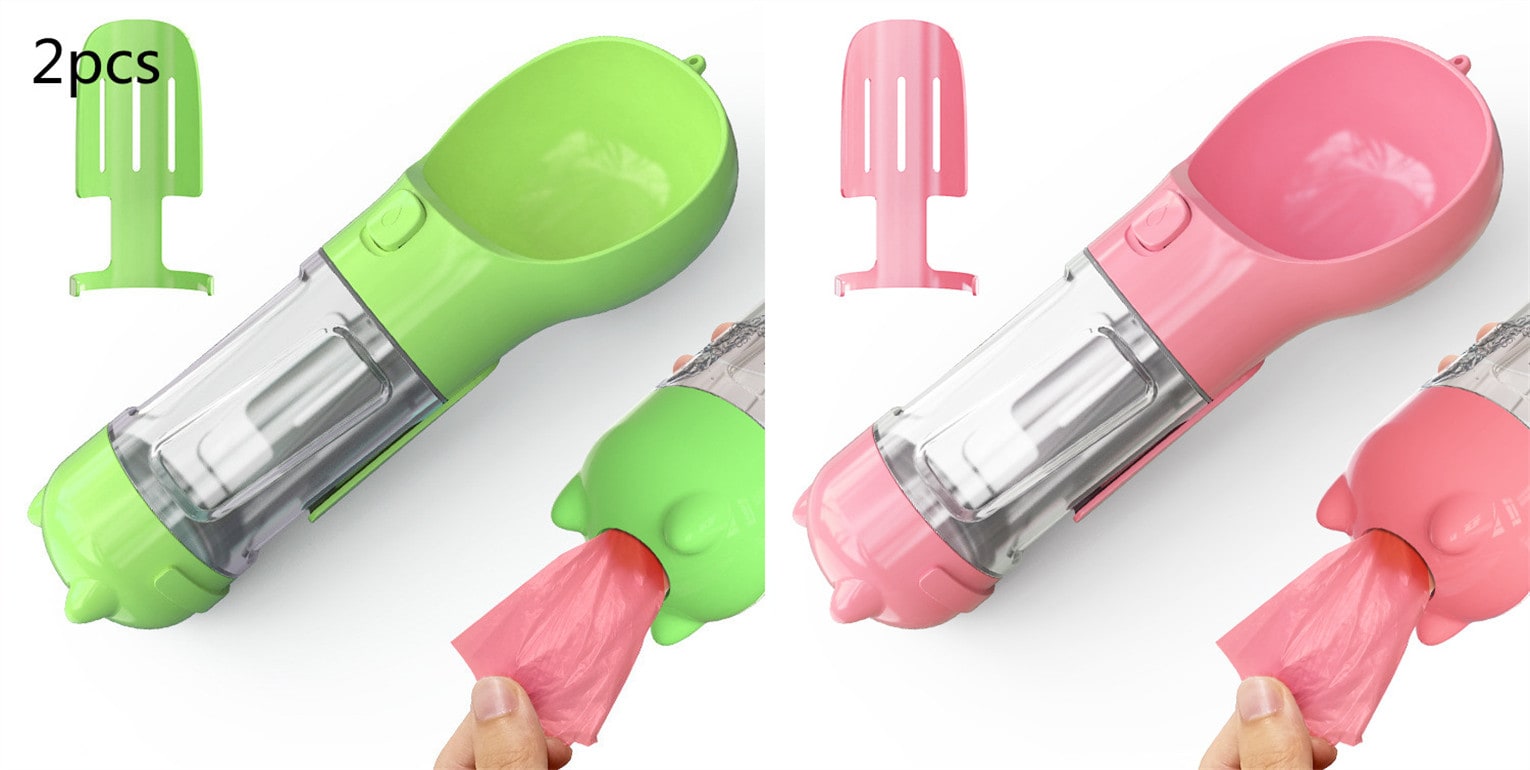 Dog Water Bottle and Dispenser with Portable Bowl and Waste Bag Storage for Travel - Image 1