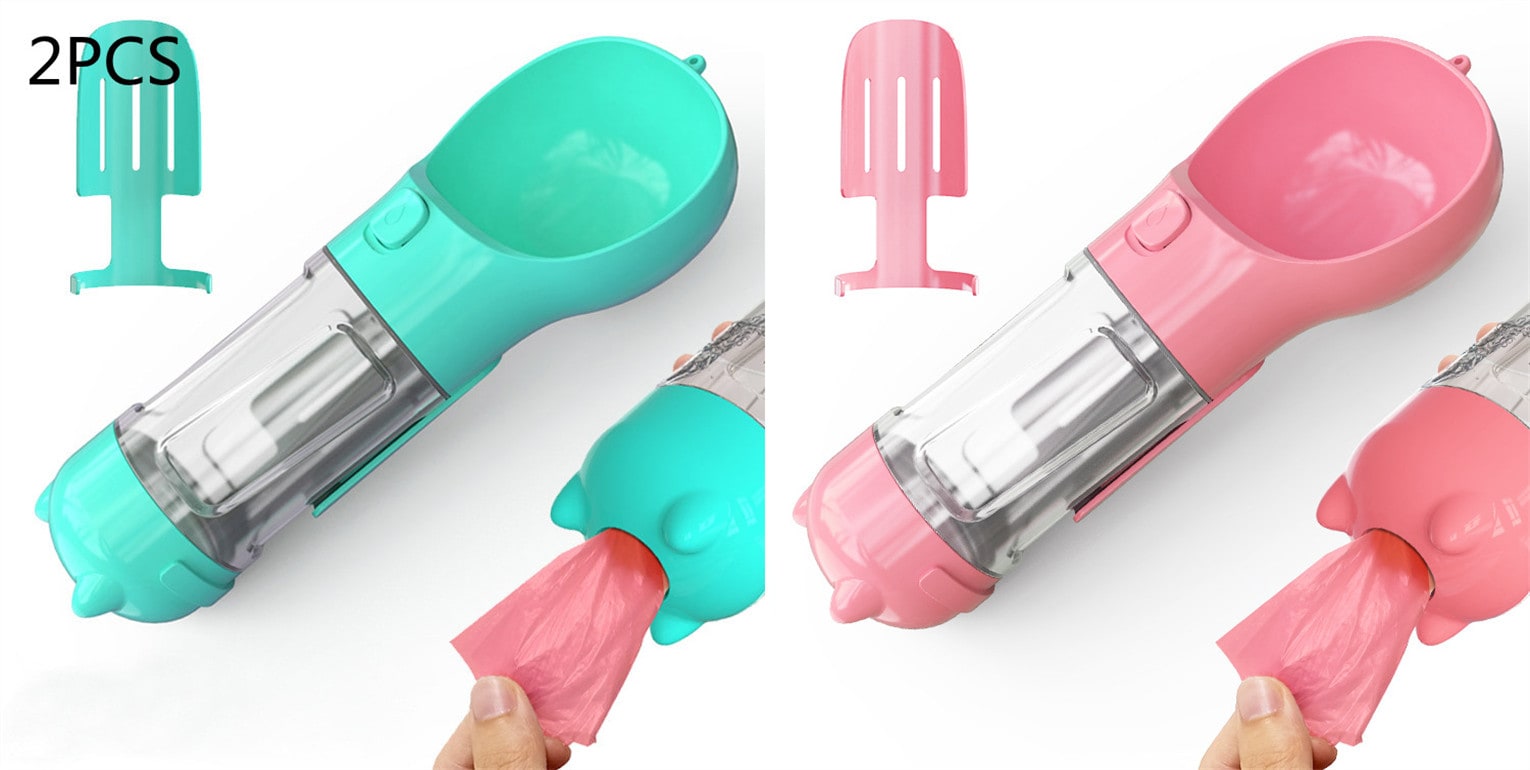 Dog Water Bottle and Dispenser with Portable Bowl and Waste Bag Storage for Travel - Image 3