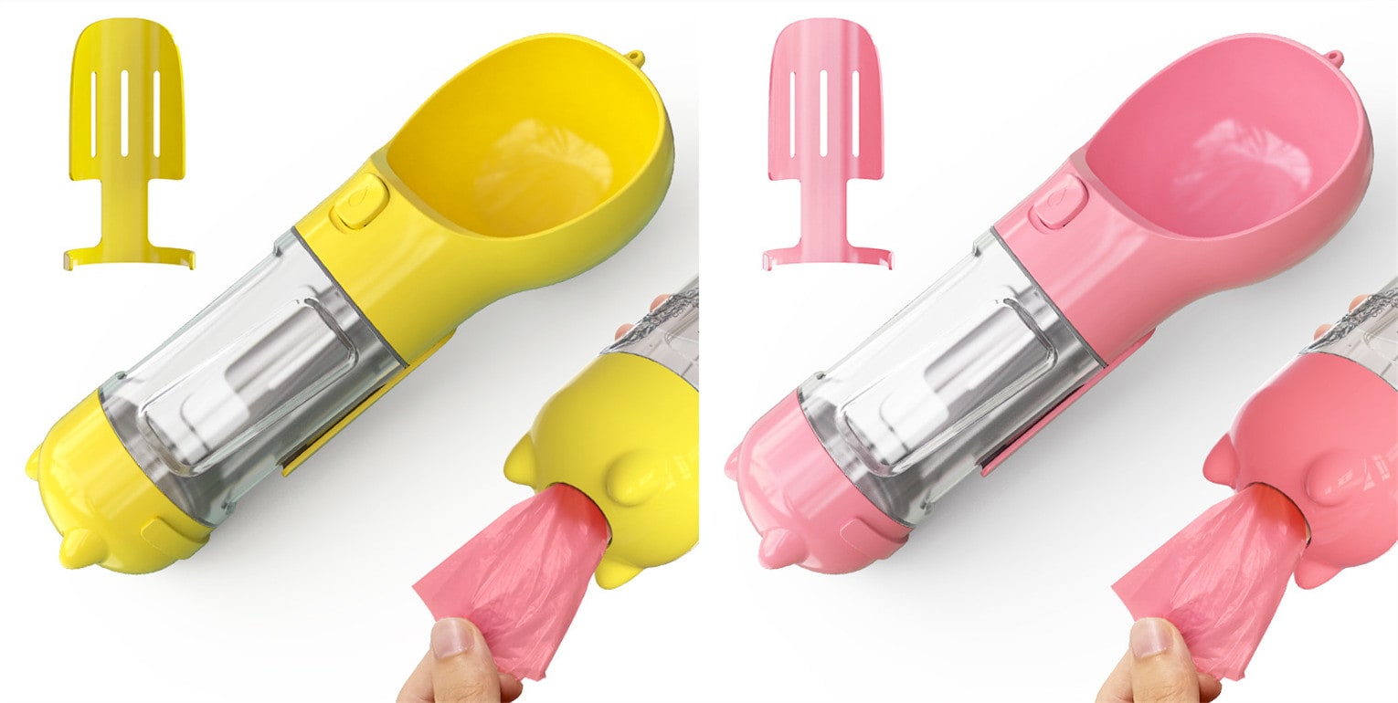 Dog Water Bottle and Dispenser with Portable Bowl and Waste Bag Storage for Travel - Image 5