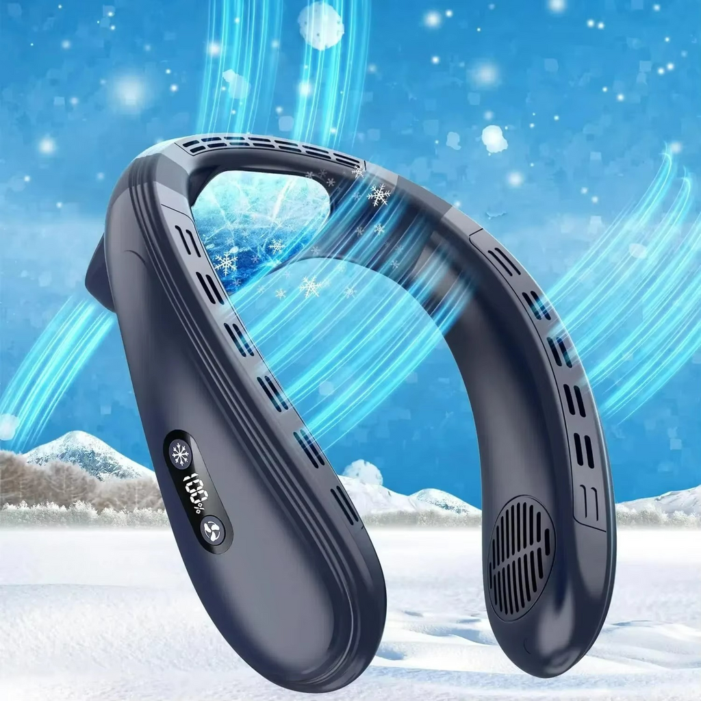 Rechargeable Portable Neck Fan – Wearable Cooling with Surround Airflow & Long Battery Life