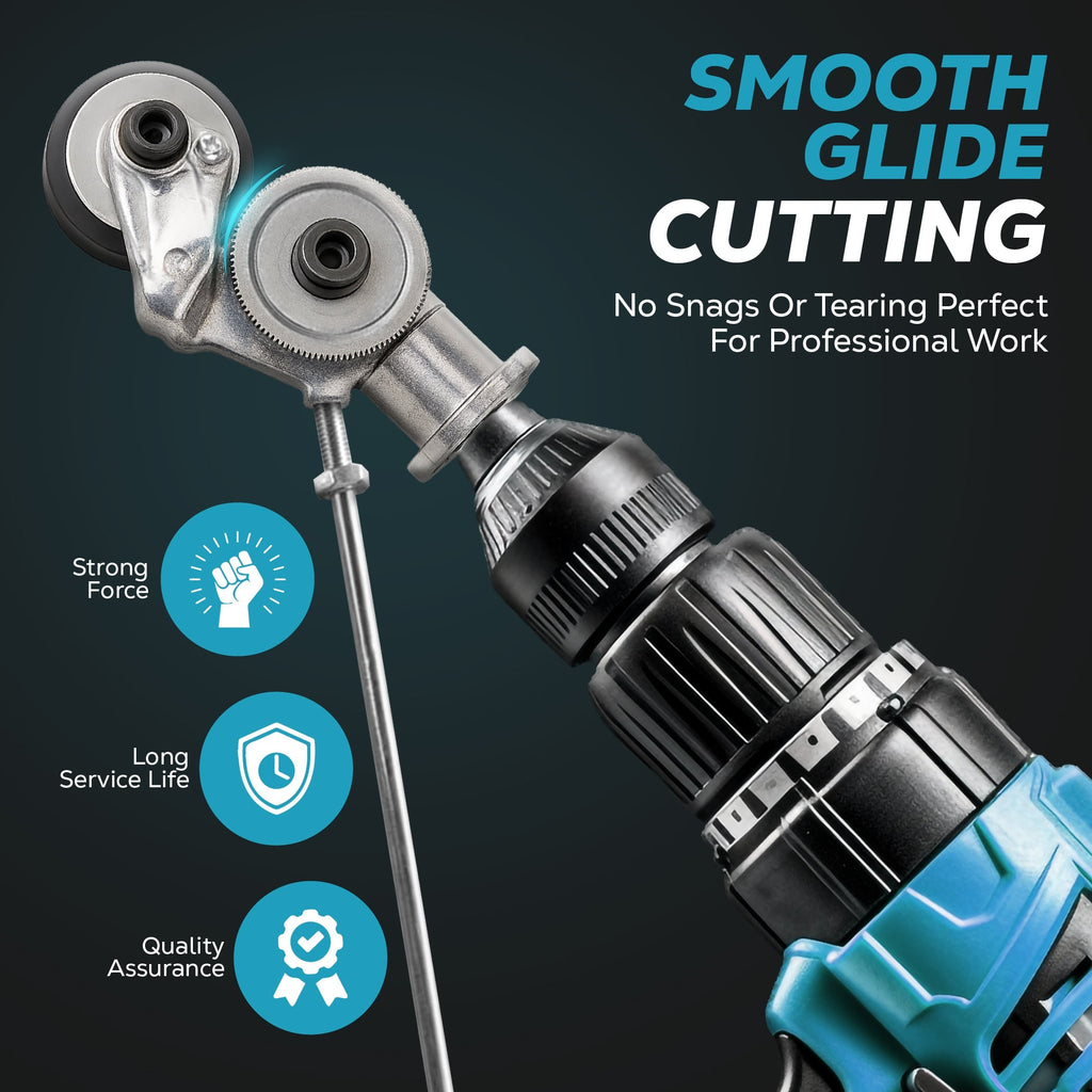 Drill Metal Cutter Tool with Sheet Cutting Blade and Stabilizing Rod - Image 3