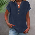 Short-Sleeve V-Neck Blouse for Women – Relaxed Fit Summer Top for Casual Wear and Everyday Outfits