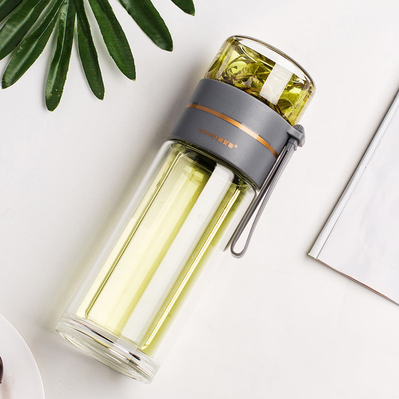 Double-Walled Water Bottle with Integrated Tea Infuser – Insulated Reusable Bottle for Hot and Cold Drinks at Home, Work or Travel