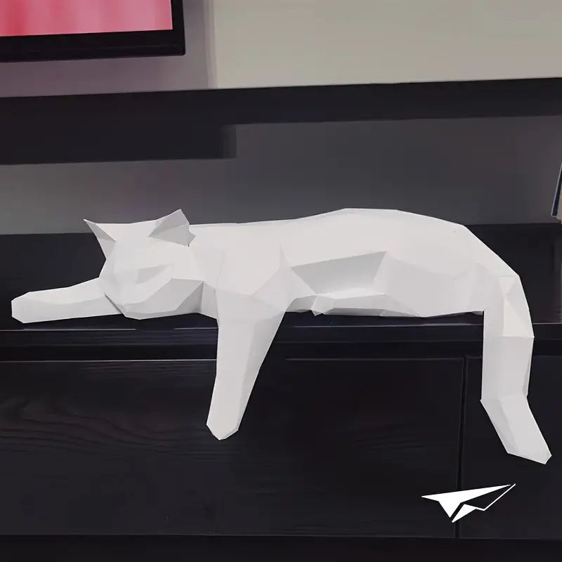 Contemporary Cat Sculpture for Modern Home Decor – Minimalist Decorative Accent for Living Room, Office and Shelves
