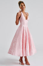 Kimberly | Halter Midi Dress for Women - Perfect Wedding Guest Attire