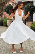 Kimberly | Halter Midi Dress for Women - Perfect Wedding Guest Attire