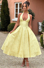 Kimberly | Halter Midi Dress for Women - Perfect Wedding Guest Attire