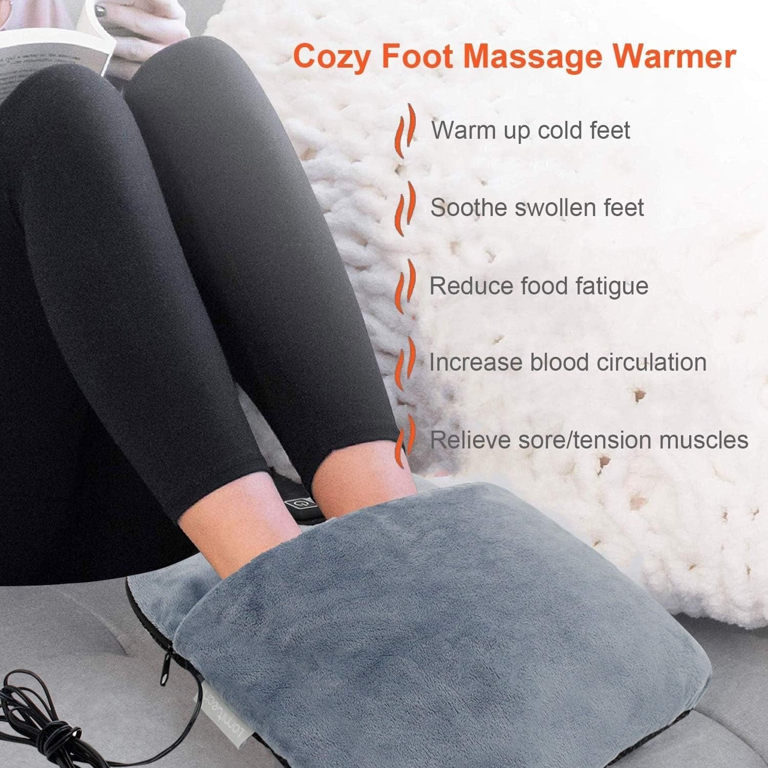 Electric Foot Warmer and Shiatsu Massager with Heat and Vibration Massage Pouch Heated - Image 3