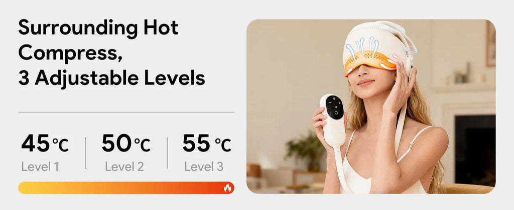Electric Head and Scalp Massager Eye Compress and Air Pressure Heated Therapy And Stone Massage - Image 11