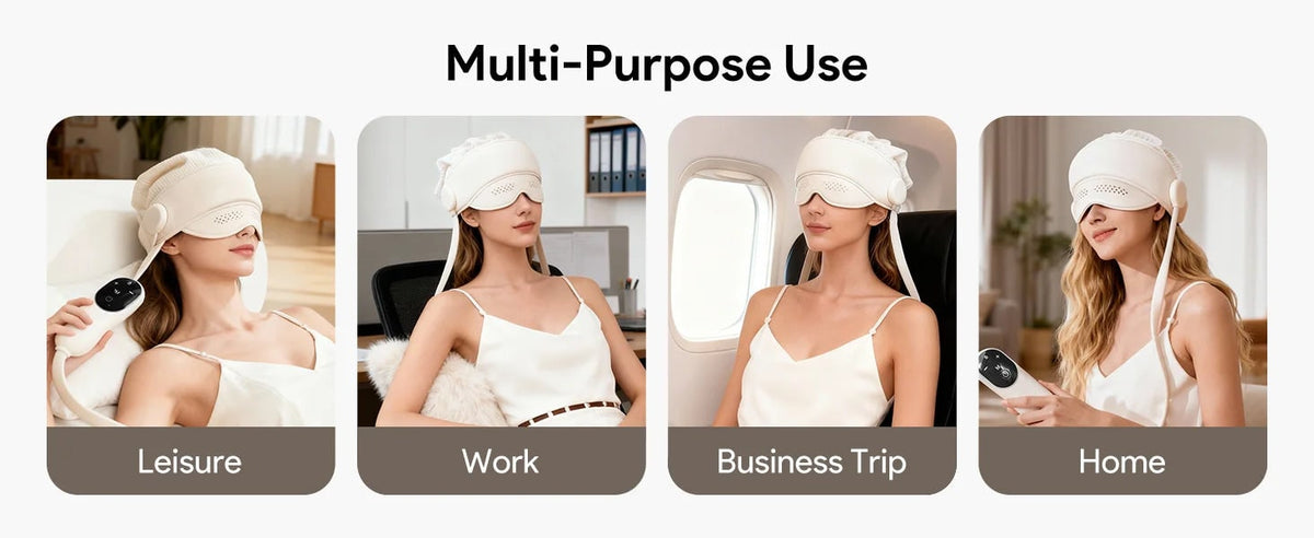 Electric Head and Scalp Massager Eye Compress and Air Pressure Heated Therapy And Stone Massage - Image 14