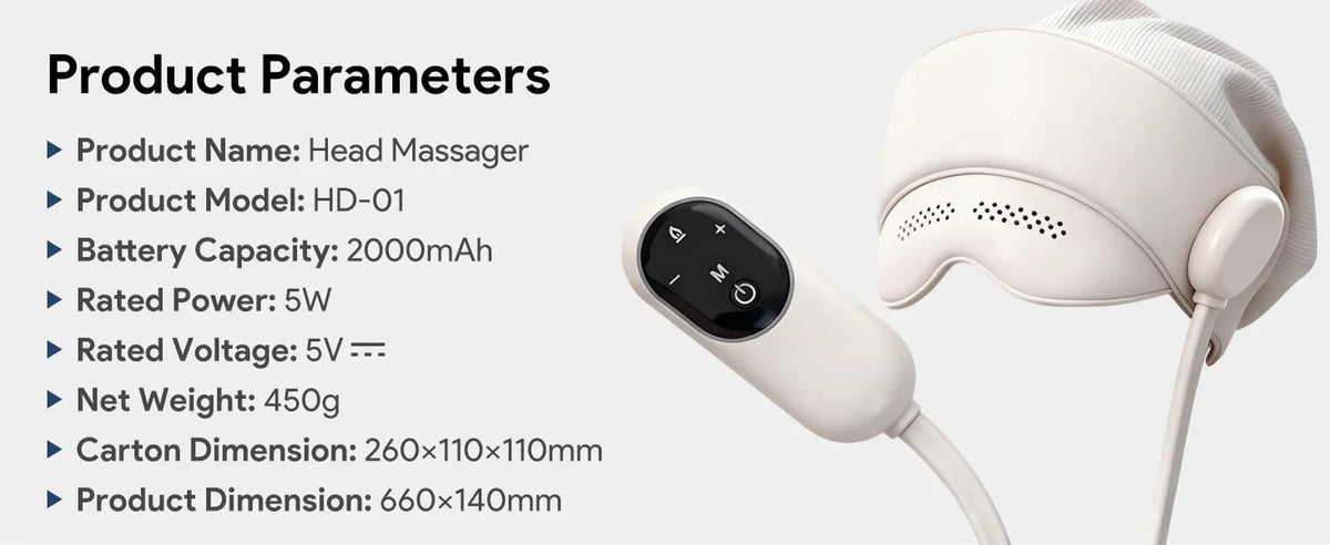 Electric Head and Scalp Massager Eye Compress and Air Pressure Heated Therapy And Stone Massage - Image 17