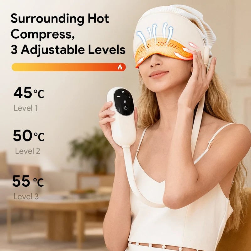 Electric Head and Scalp Massager Eye Compress and Air Pressure Heated Therapy And Stone Massage - Image 3