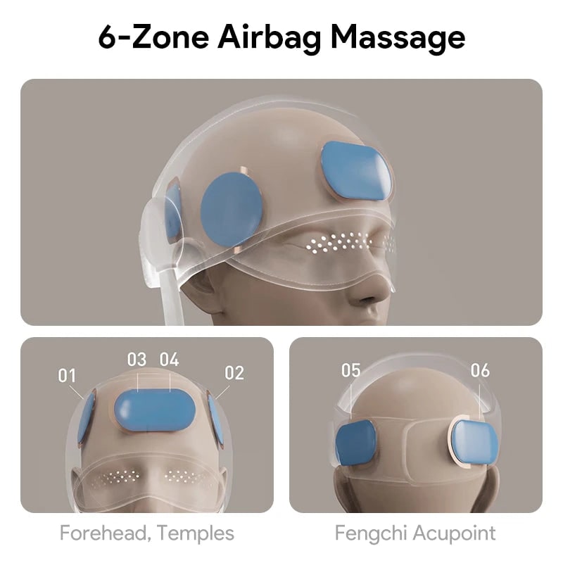 Electric Head and Scalp Massager Eye Compress and Air Pressure Heated Therapy And Stone Massage - Image 4