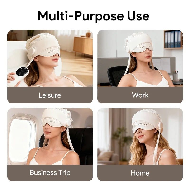 Electric Head and Scalp Massager Eye Compress and Air Pressure Heated Therapy And Stone Massage - Image 6