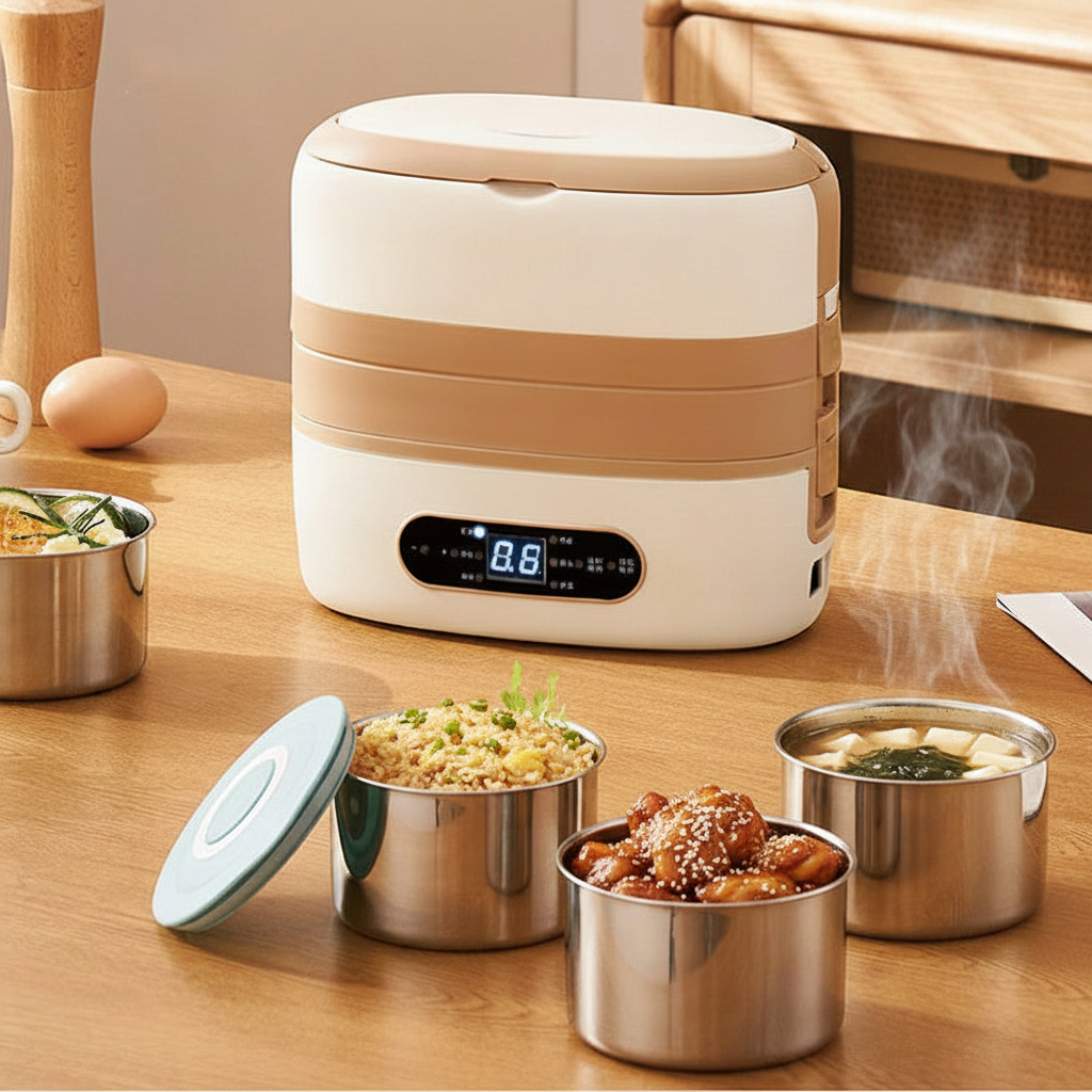 Electric Heated Bento Box Lunch Bag with Stainless Steel Containers and Portable Food Warmer - Image 1