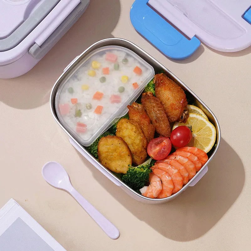 Electric Heated Insulated Lunch Box Warmer with Stainless Steel Tray and Portable Carrying Handle - Image 2