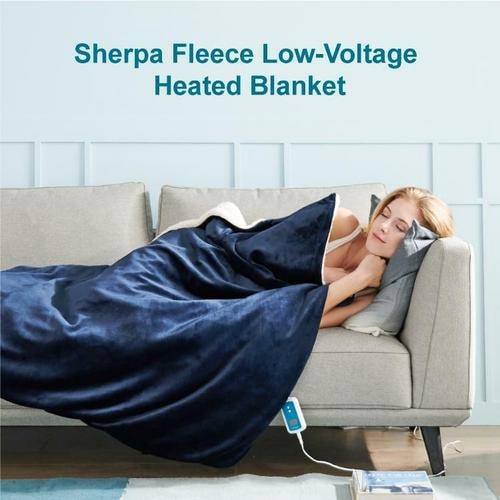Electric Heated Throw Blanket with Sherpa Fleece Flannel Exterior and Auto Shut-Off Timer - Image 2