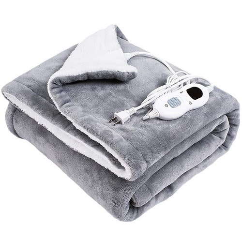 Electric Heated Throw Blanket with Sherpa Fleece Flannel Exterior and Auto Shut-Off Timer - Image 4
