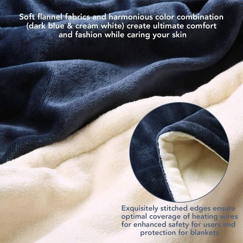 Electric Heated Throw Blanket with Sherpa Fleece Flannel Exterior and Auto Shut-Off Timer - Image 7