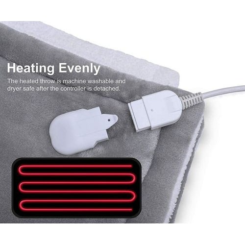 Electric Heated Throw Blanket with Sherpa Fleece Flannel Exterior and Auto Shut-Off Timer - Image 9