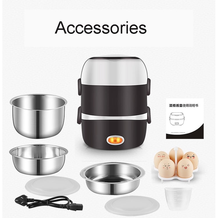 Electric Heating Lunch Box with Stainless Steel Bowls and Detachable Power Cord Heated - Image 2