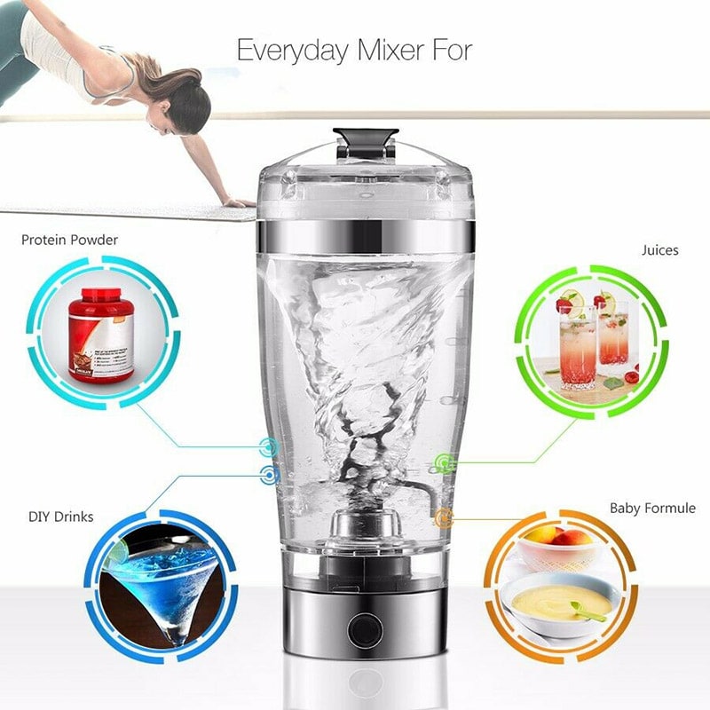 Electric Protein Drink Shaker Bottle with USB Charging and Mixing Paddle for Powder Shakes - Image 5