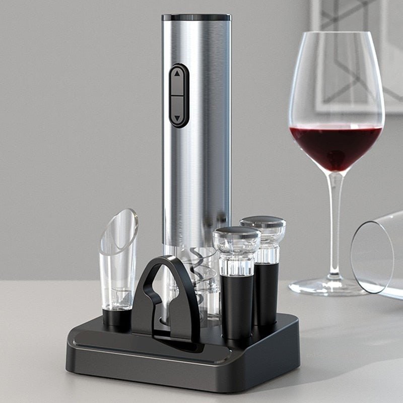 Electric Wine Bottle Opener Cordless Rechargeable Set Stainless Steel LED - Image 1