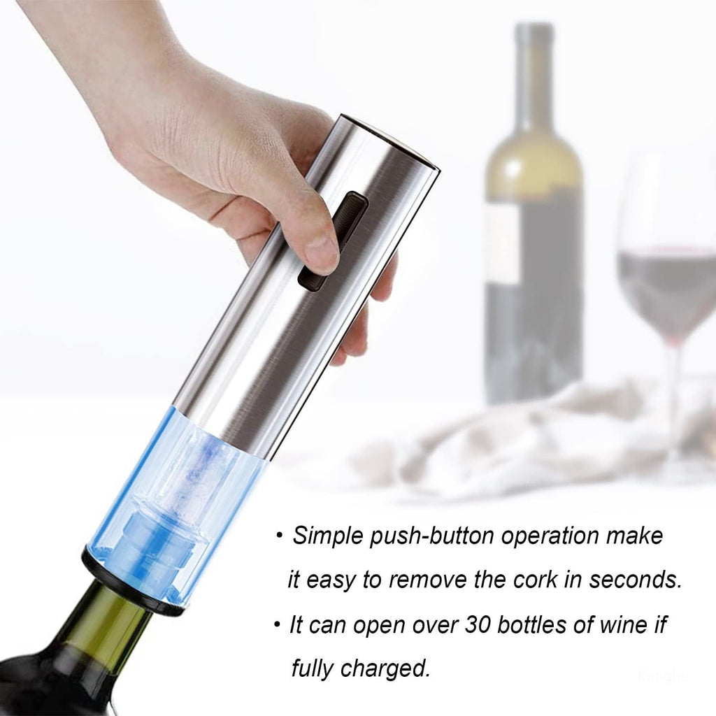Electric Wine Bottle Opener Cordless Rechargeable Set Stainless Steel LED - Image 2