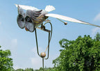 Chic Metal Garden Windmill Sculpture with Rotating Wings