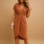 ZOE V. - Elegant Midi Wrap Dress for Women - Flattering Fit