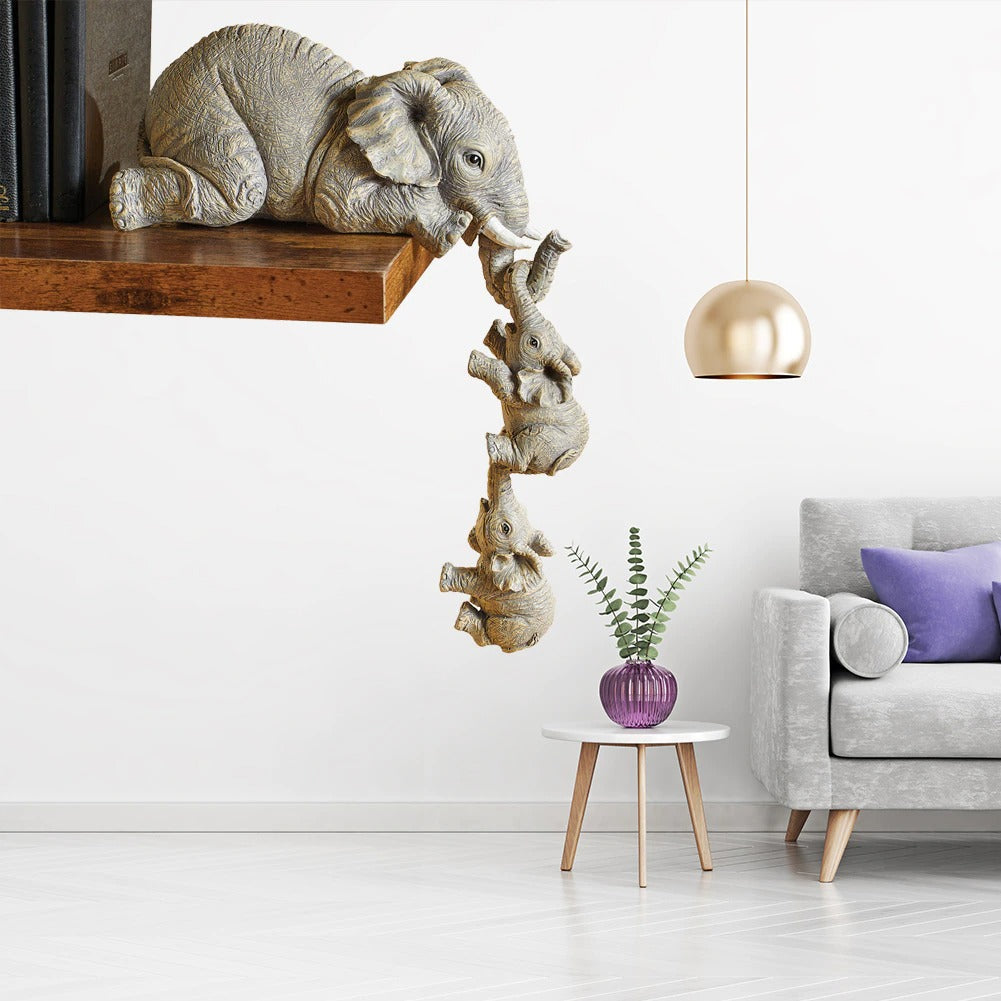 Three-Piece Elephant Figurine Set for Home Decor – Artistic Decorative Sculpture for Living Room, Shelves and Modern Interiors