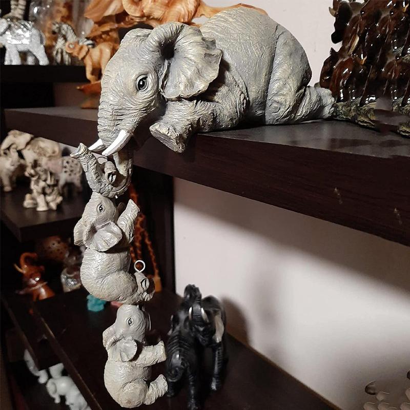 Three-Piece Elephant Figurine Set for Home Decor – Artistic Decorative Sculpture for Living Room, Shelves and Modern Interiors