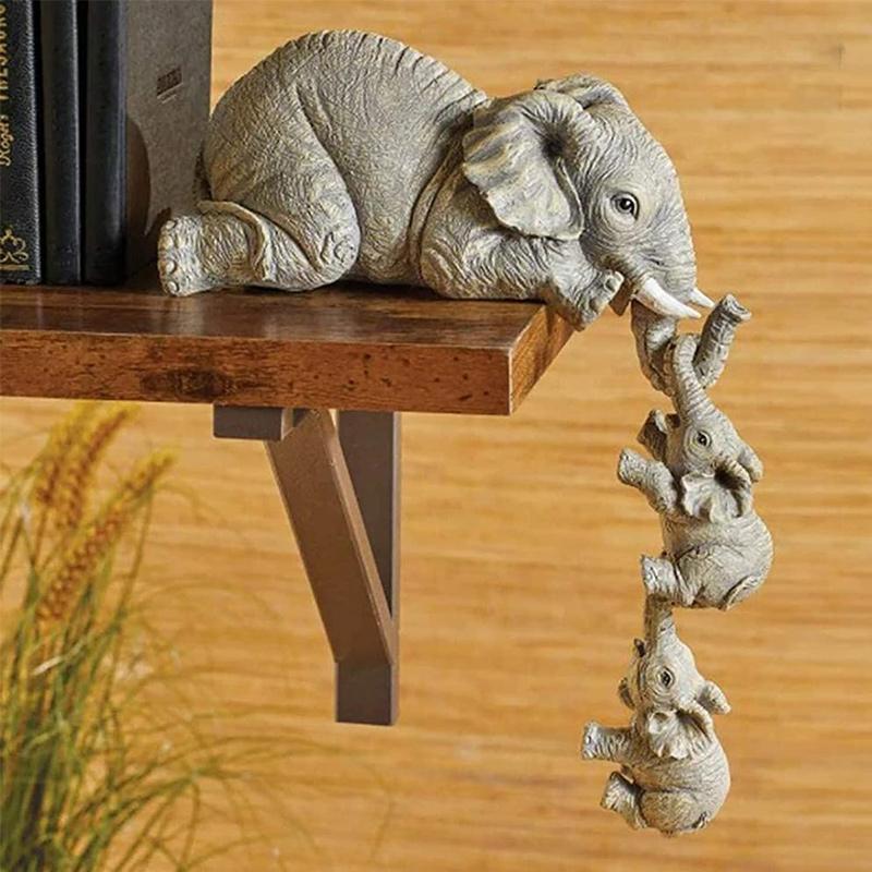 Three-Piece Elephant Figurine Set for Home Decor – Artistic Decorative Sculpture for Living Room, Shelves and Modern Interiors