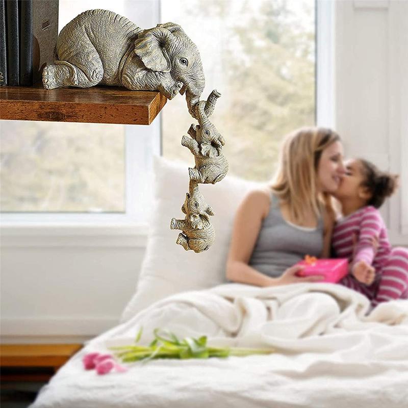 Three-Piece Elephant Figurine Set for Home Decor – Artistic Decorative Sculpture for Living Room, Shelves and Modern Interiors