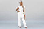 Ruffled Sleeve Jumpsuit with Belt – Elegant, Flattering & Effortless Style
