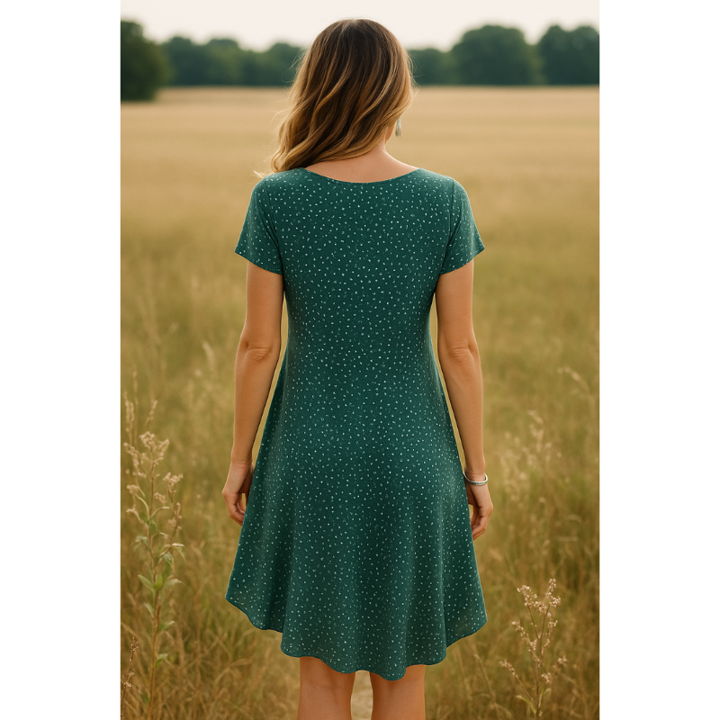 Women’s Mini Summer Dress with Round Neck and Short Sleeves – Lightweight Casual Dress for Warm Weather and Everyday Wear