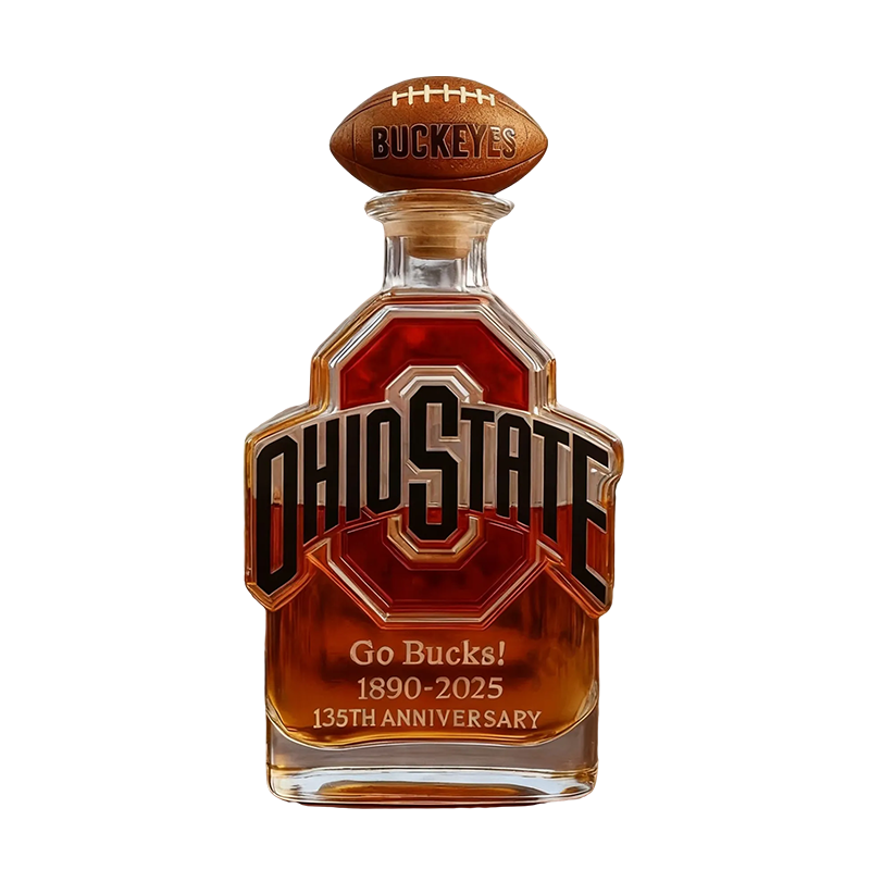 Embossed Glass Sports Novelty Whiskey Decanter Football Cork Stopper Gift Liquor - Image 1
