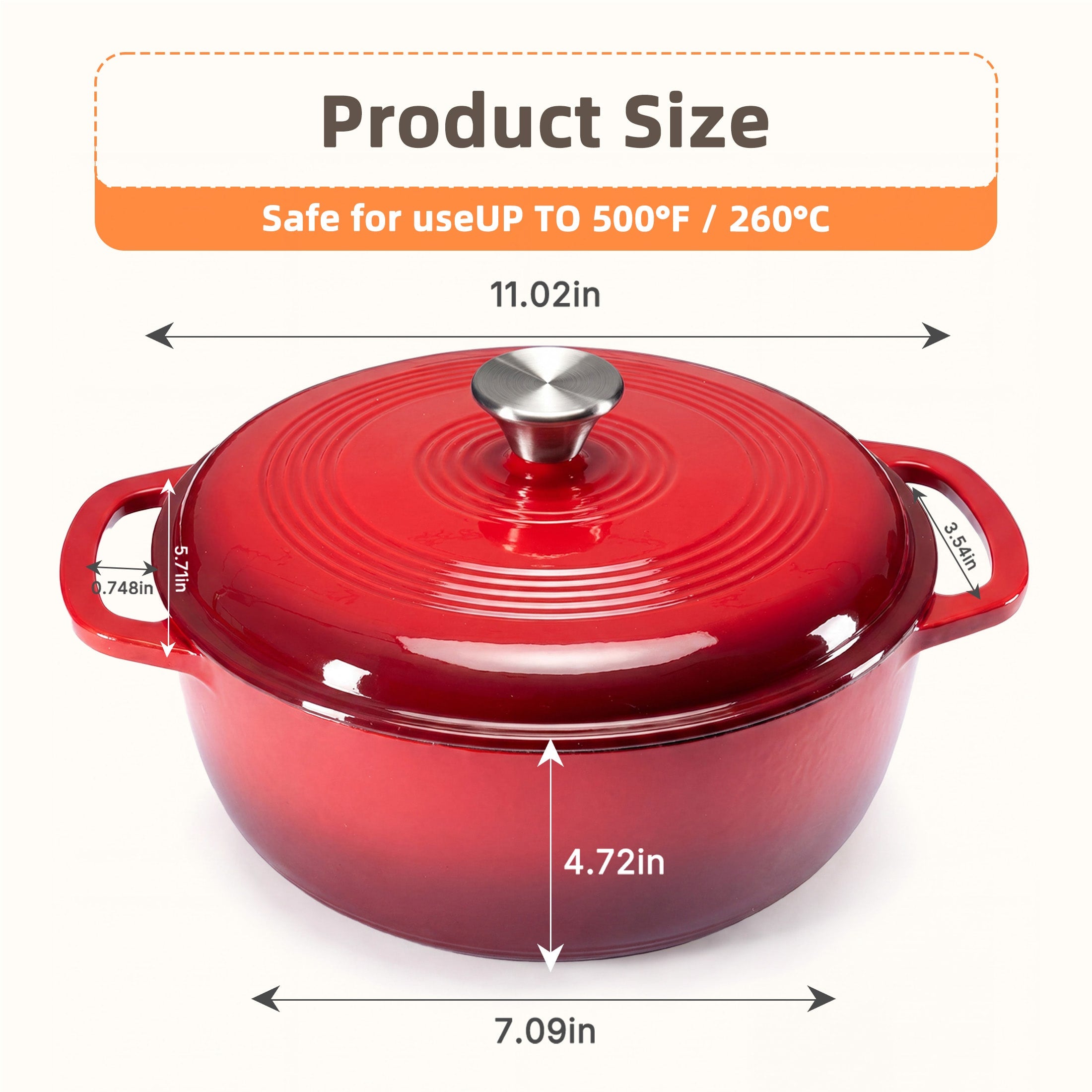 Enameled Cast Iron Dutch Oven Pot with Lid for Bread Baking and Braising 6 Quart Cookware - Image 12