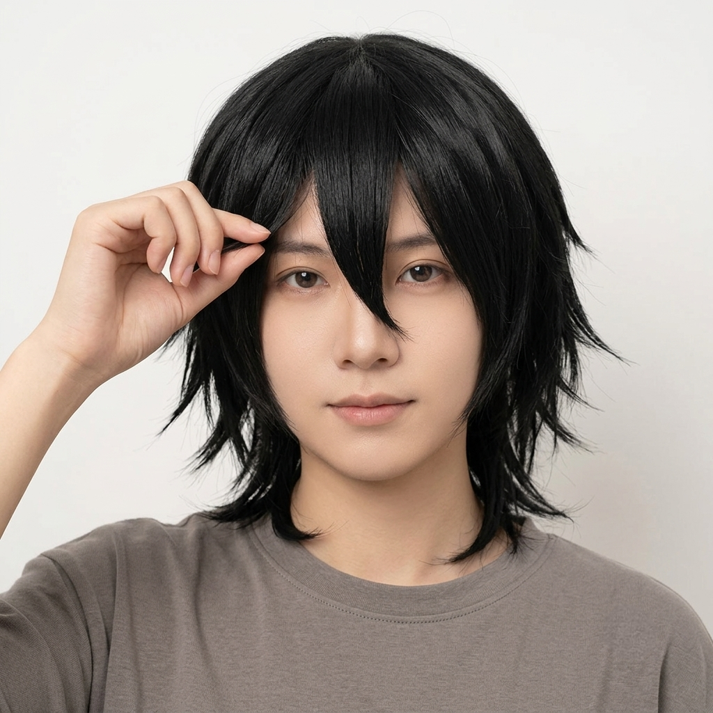 Epic Anime Cosplay Wig for Halloween Costumes with Layered Synthetic Hair - Image 3