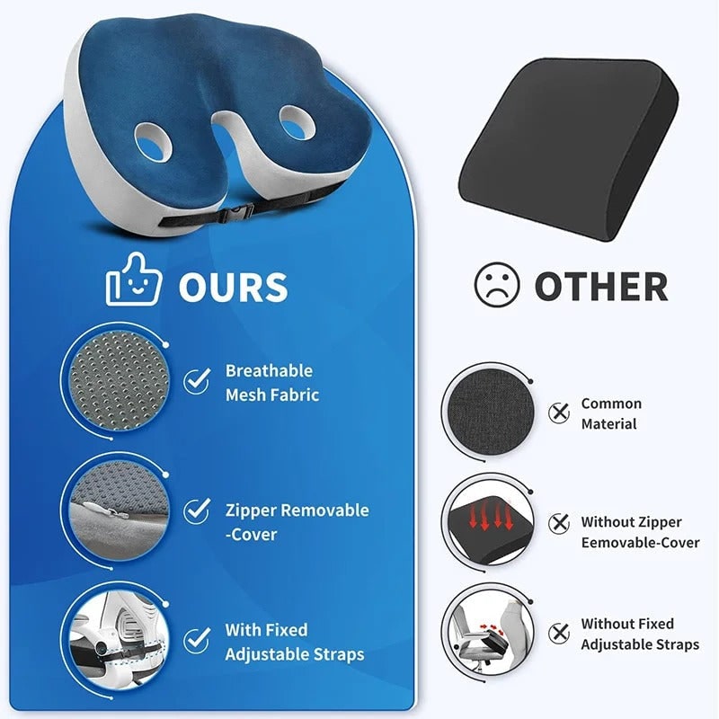 Ergonomic Desk Chair Seat Cushion with Coccyx Cutout Pressure Relief for Car and Office - Image 5