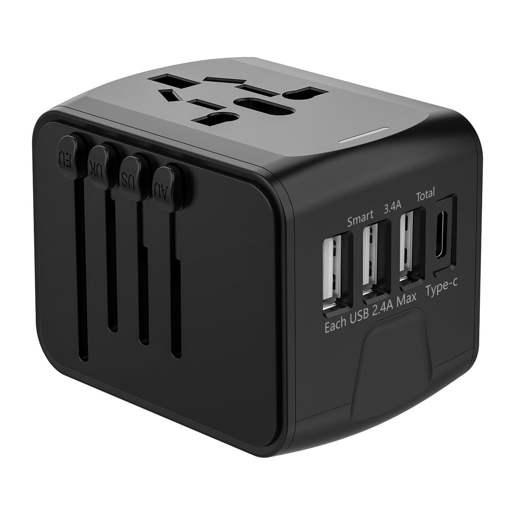 Eu Travel Adapter Plug with Universal Sockets Usb-A and Usb-C Ports for International Power - Image 1