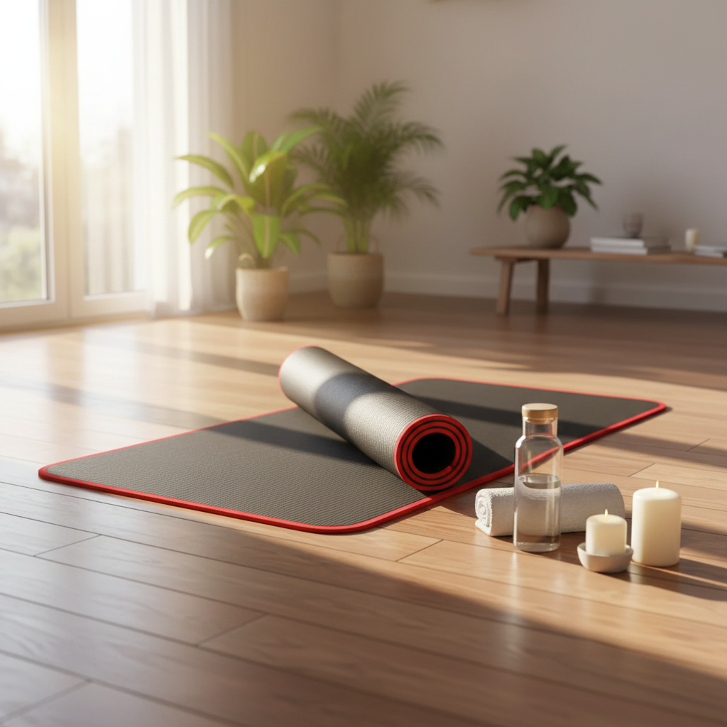Exercise Mat and Bikram Yoga with 10mm Non-Slip Cushioning for Comfort and Stability Thick - Image 2
