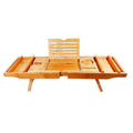Expandable Bamboo Bath Caddy Tray with Folding Legs Wine Glass Slot and Tablet Stand - Image 5